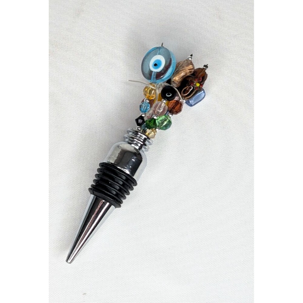Wine Bottle Stopper with Lampwork Glass Beads, New